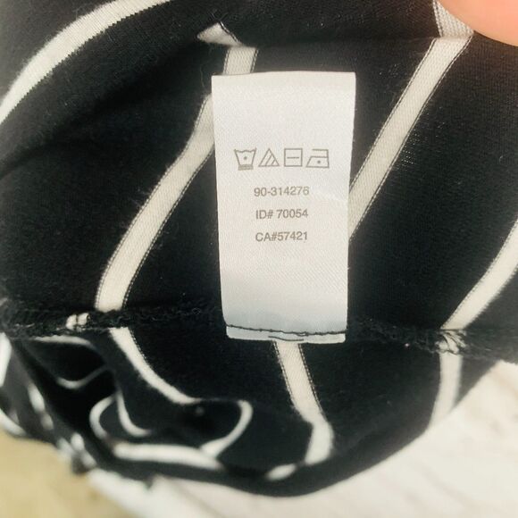 Ann Taylor Loft Maxi Skirt Women XS Black White Stripe Rayon Work Preppy Chic - Picture 5 of 6